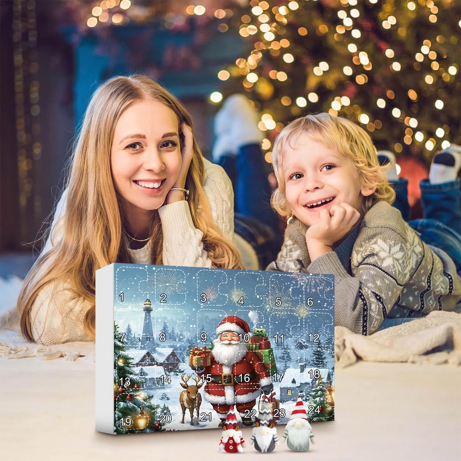 Calendario 'Avvento 2024 con natalizio, calendario 'avvento di | Natale Gonks, conto alla rovescia per 24 giorni, decorazione natalizia per bambini, 35 x 25 x 5 cm
