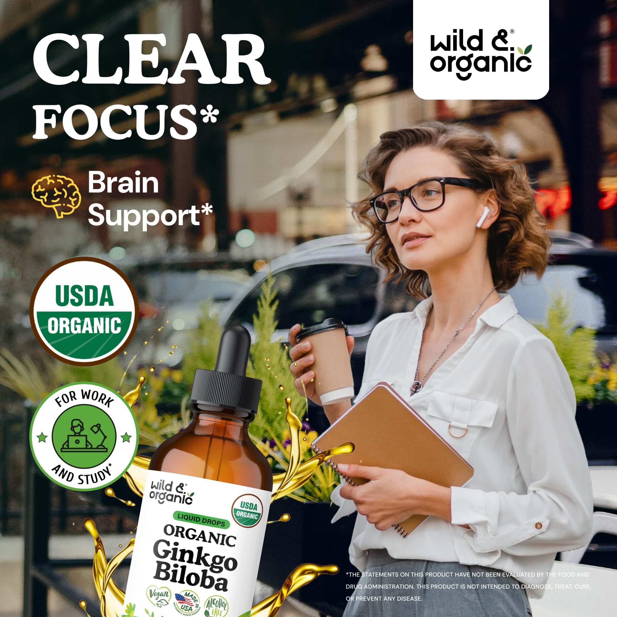 USDA Organic Ginkgo Biloba Extract Drops - Brain & Focus Support - 4 oz — Amazon image 2