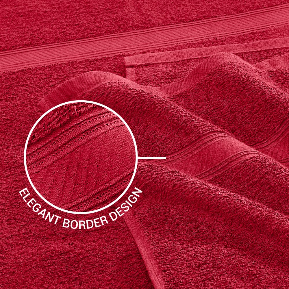 Welspun 100% Cotton Quick Dry Bath Towel - Red -5