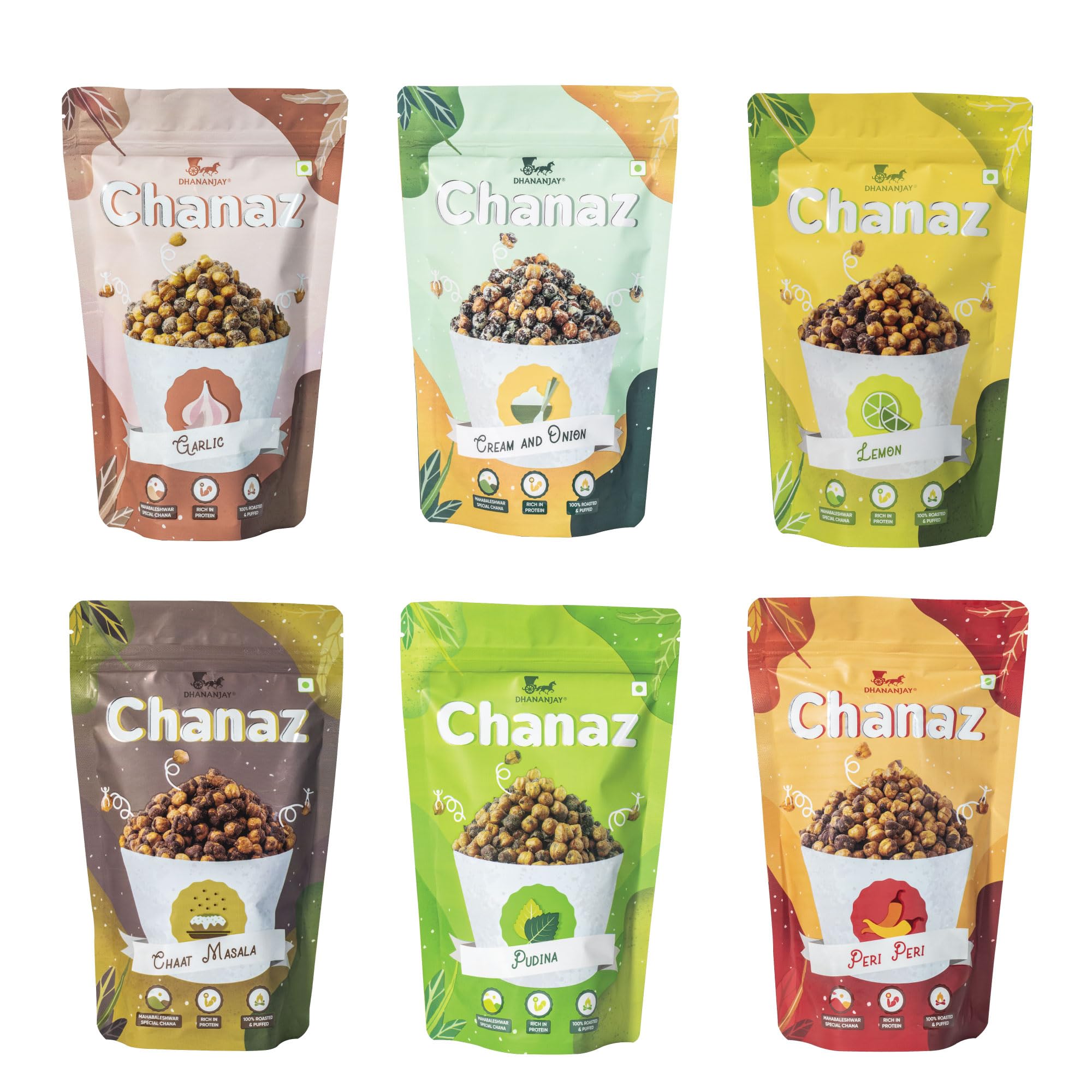 Dhananjay Roasted Flavoured Chana Combo 1080 grams | Gluten Free | Rich in Protein | 100% Roasted and Puffed | Pack of 6 (180 grams Each) (Lemon, Chat Masala, Cheese, Garlic, Peri-peri, Cream N Onion) (B0CVS5Y7WQ) Amazon Price History, Amazon Price Tracker