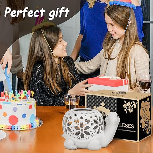 Miniatura 7 de LESES Faroles solares, farol de tortuga para exteriores con luz LED de jardín, faroles decorativos para patio, decoración de jardín, regalos para