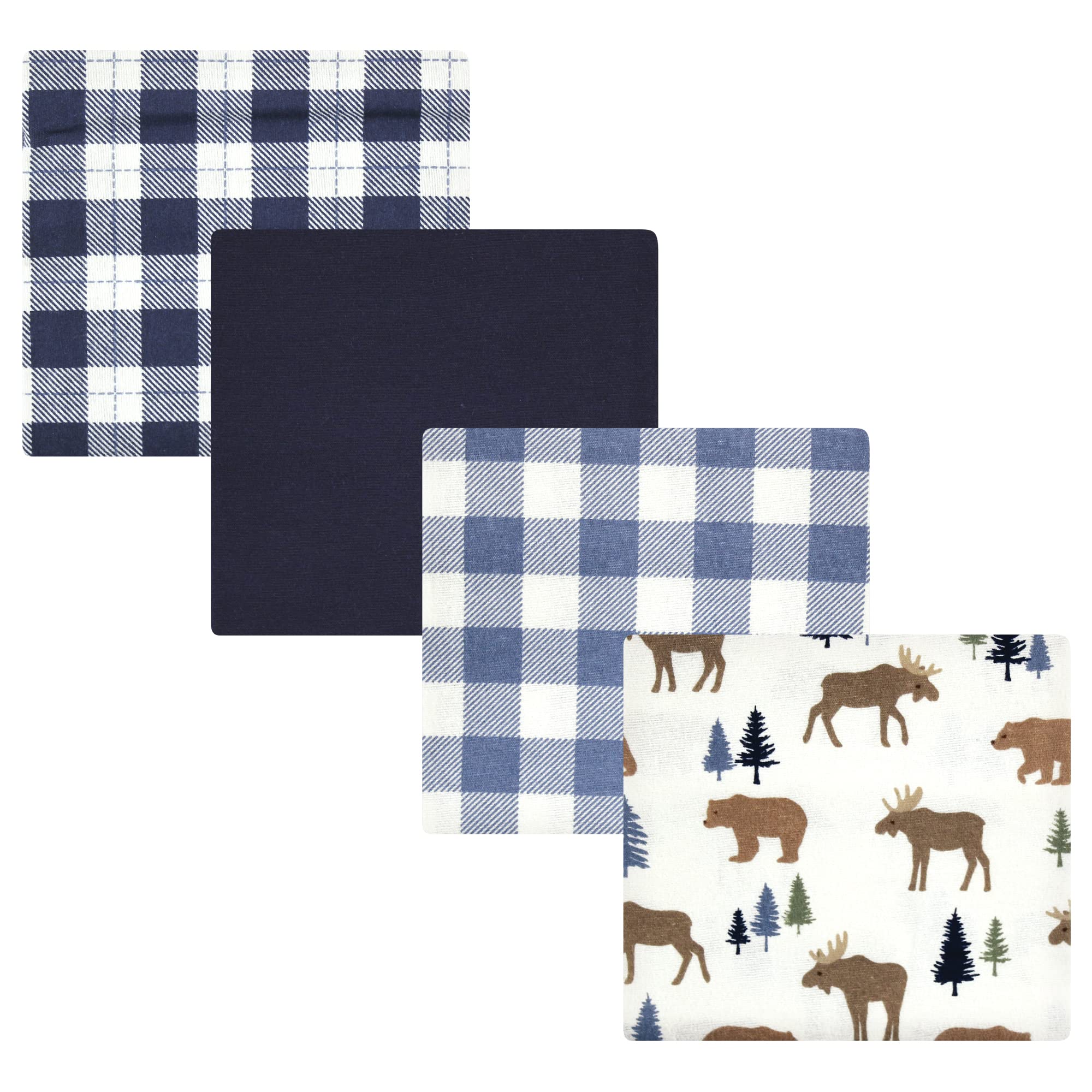 Hudson Baby Unisex Baby Cotton Flannel Receiving Blankets, Moose Bear, One Size