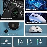 EPOMAKER Click Lite Wireless Gaming Mouse, 800 to 12,000 DPI Adjustable, PAW3311 Sensor, 500mAh, 59g, 2.4G/BT/USB-C Rechargeable Wireless Mouse with 5 Programmable Buttons (White)