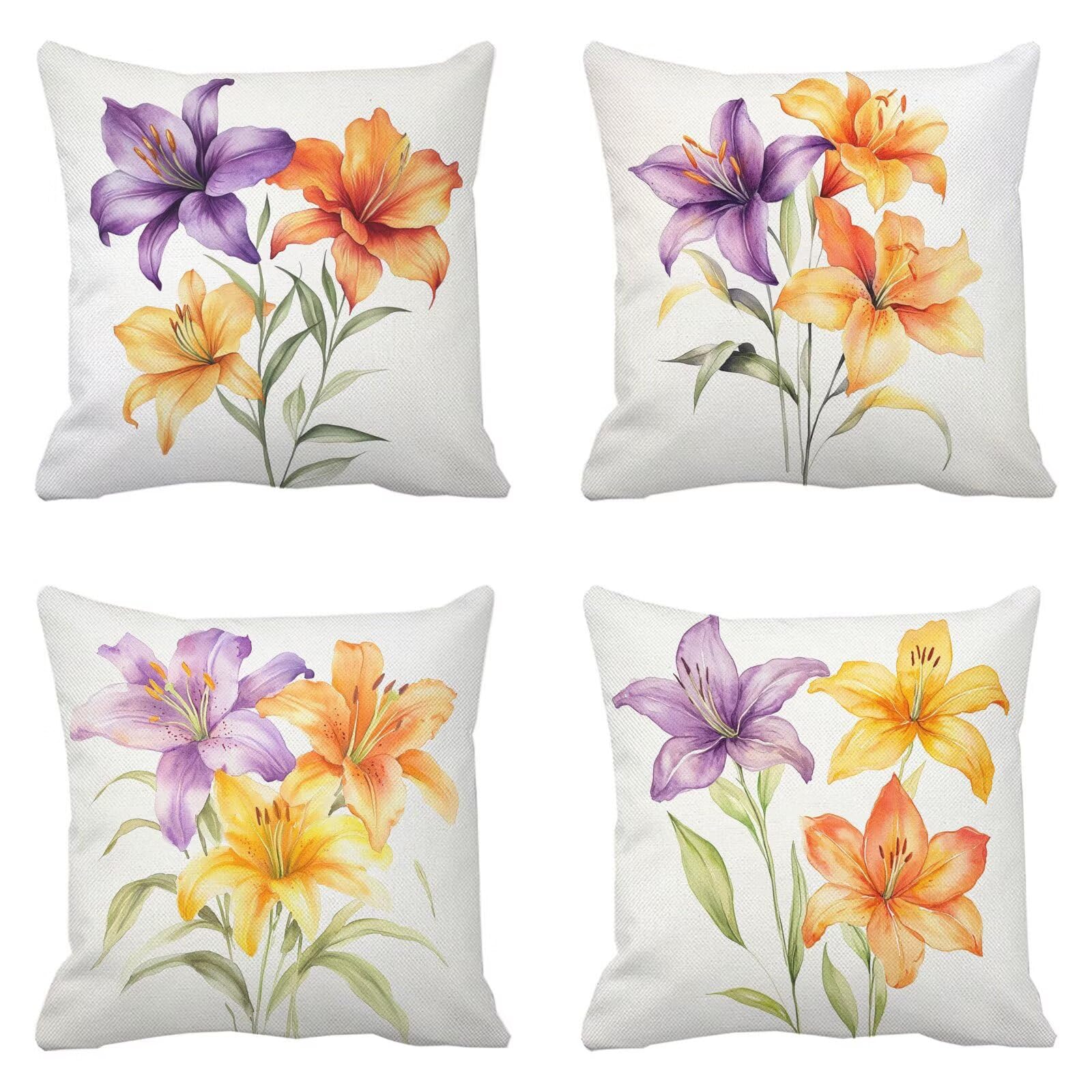 Housse coussin 45x45 étanche orange violet contre la pluie pour canapé de balcon