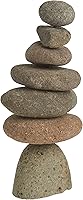 Ancient Graffiti 11-Inch Large 7-Stone Natural River Stone Cairn - Handcrafted Garden Sculpture Decor
