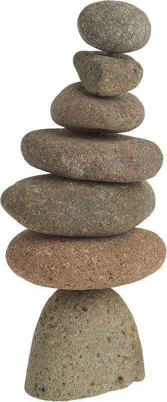 Large 7-Stone Natural River Stone Cairn, 11 inches