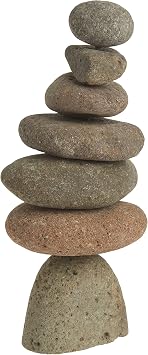 Large 7-Stone Natural River Stone Cairn, 11 inches