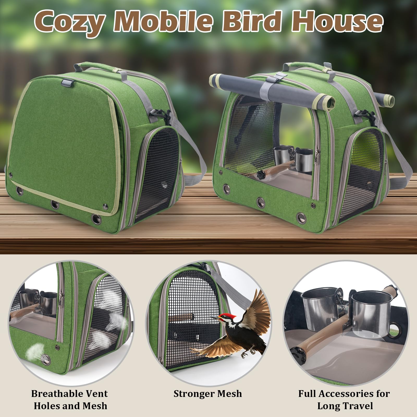 Transportador de pájaros verde
