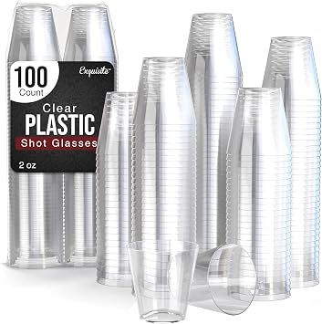 Exquisite Plastic Shot Glasses Disposable 100 Count 2 Oz Clear Shot Cups - Perfect Party Supplies for Party Cups - Cute Shot Glasses & Cool Shot Glasses