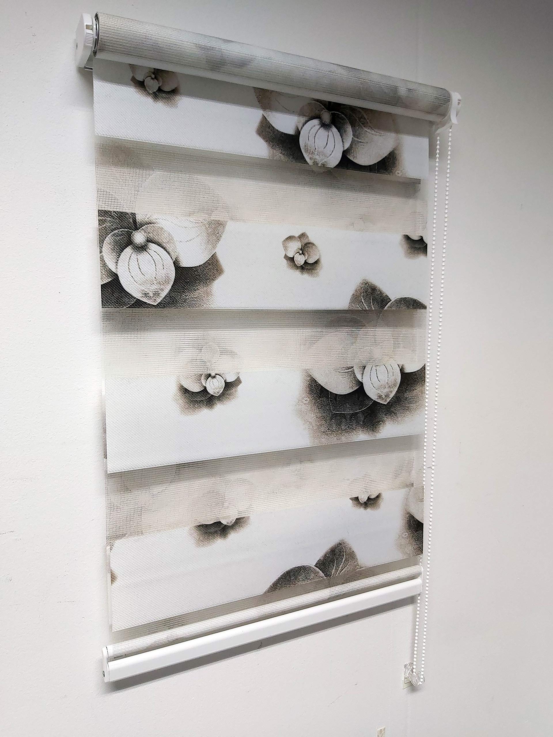 Tropik HomeDay and Night Zebra Window Roller Blind With Floral Print, 19 Width Sizes, Large 200cm Drop (70cm Wide)