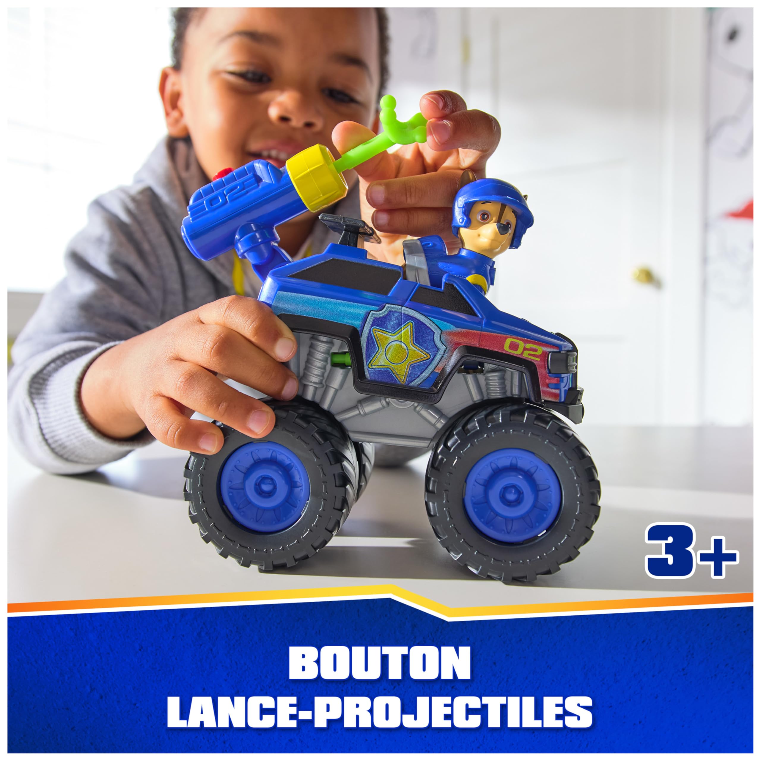 Paw Patrol - Pat Patrouille - Véhicule Figurine Chase Rescue Wheels - Voiture Figurine À Collectionner - 2 Projectiles - Tout-Terrain - Pat Patrouille Jouet - Voiture Enfant - Jouet Enfant 3 Ans Et +