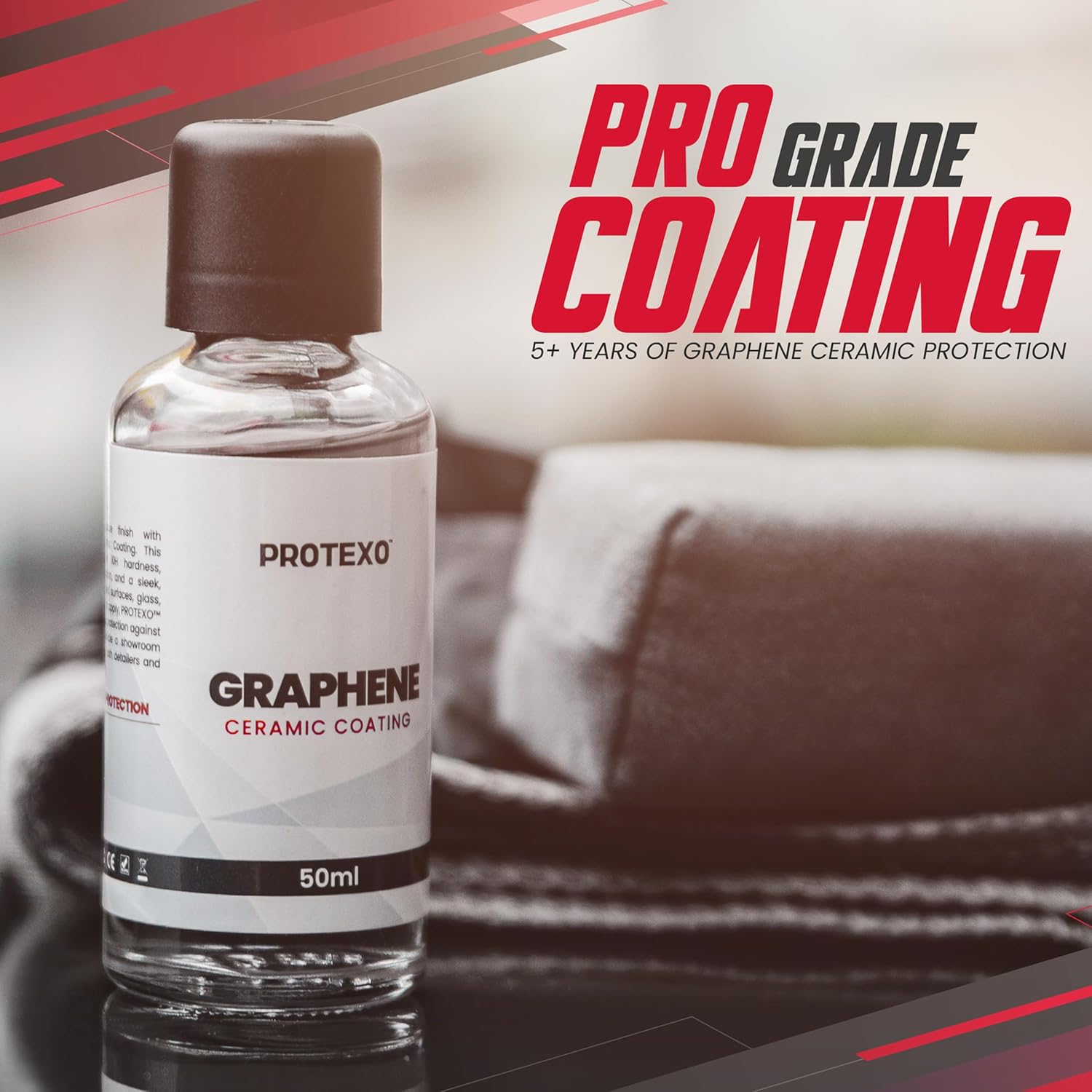 Graphene Ceramic Coating for Cars 50ML | Complete Ceramic Car Coating Kit [PRO] | Invisible & Hydrophobic Nano Auto Coating for Car Paint, Plastic Trim, Wheels, Windshield Glass, & Headlights - Image 4