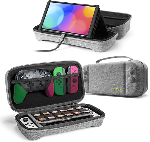 tomtoc Funda de transporte para Nintendo Switchmodelo OLED, bolsa de viaje grande con bolsillo para controlador Pro, Joy con Grip o adaptador de CA,