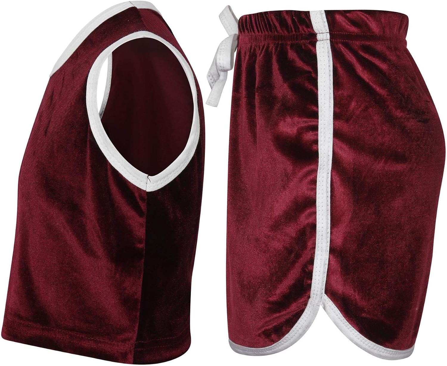 A2Z 4 Kids Girls Velour Crop Top Shorts Set Contrast Taped Hot Short Pants Lightweight Summer Outfit Clothing Sets Top Set