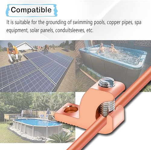 Miniatura 5 de Terminal de unión de piscina, conector colocado en orejetas con aleación de cobre de alta conductividad para conectar a tierra piscina y conductos,