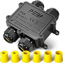 PEBA Junction Box IP68 Waterproof Cable Connector Outdoor 4-Way Junction Box Earth Cable Black Electrical External Distribution Box Cable Gland for 4 mm-14 mm