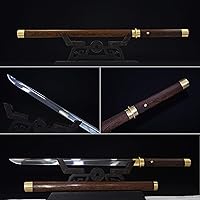 Vista 1 de Katana corta hecha a mano japonés wakizashi samurai espada doblada hoja de acero