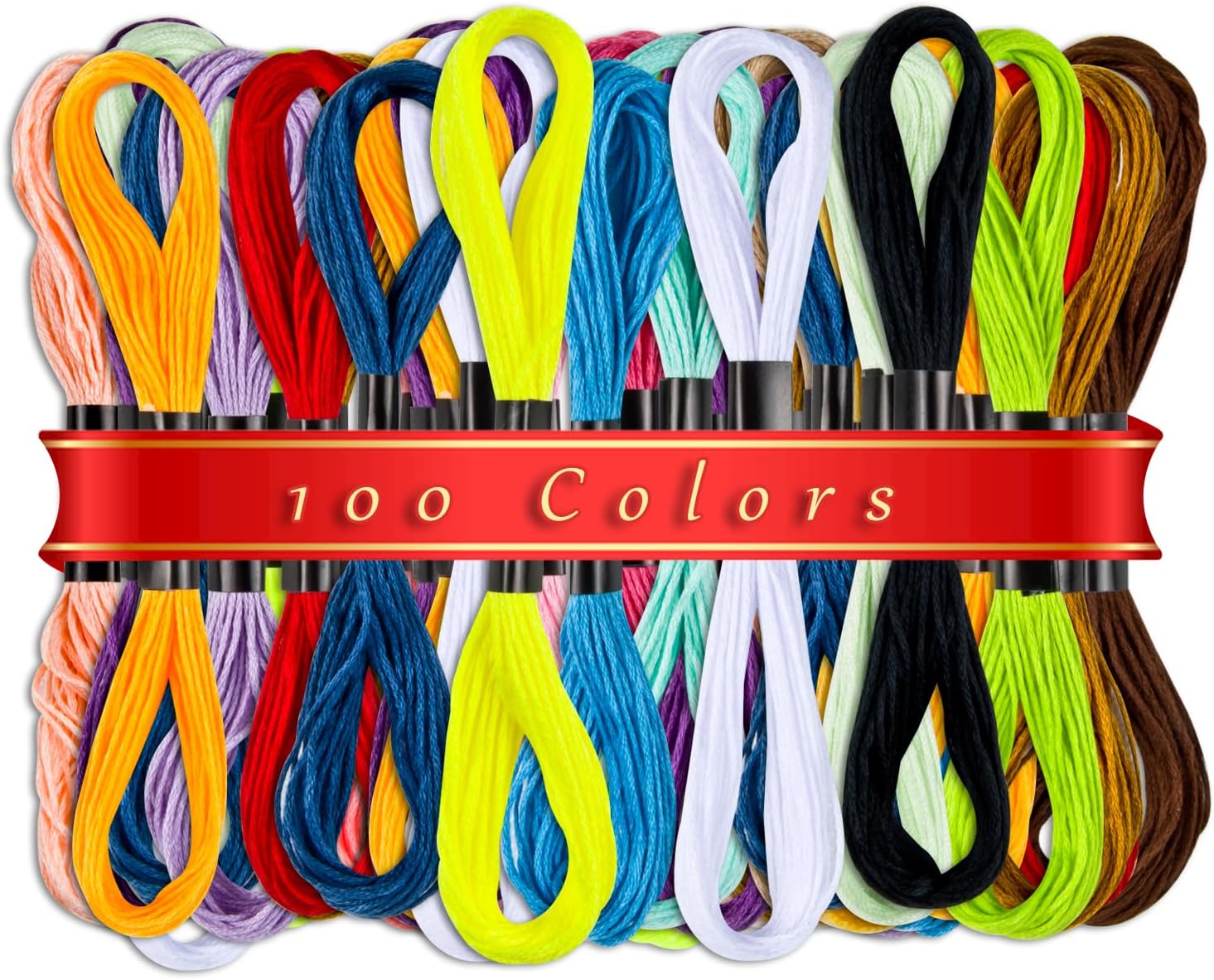 Embroidery Thread, 100 Skeins Embroidery Floss, Cross Stitch Thread, Rainbow Color Friendship