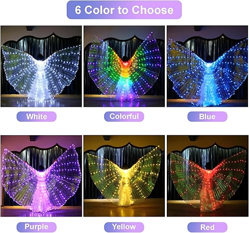 Miniatura 3 de Ragyzity Alas LED Isis iluminan alas que brillan para danza del vientre, alas de mariposa LED para Halloween Navidad