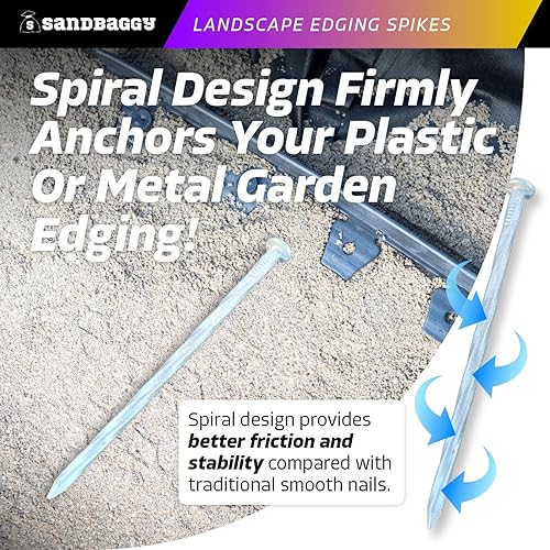 Miniatura 3 de Sandbaggy Landsacpe galvanizado de 6 pulgadas, clavos de paisaje en espiral, acero de calibre 7, ideales para suelos rocosos duros, también ideales