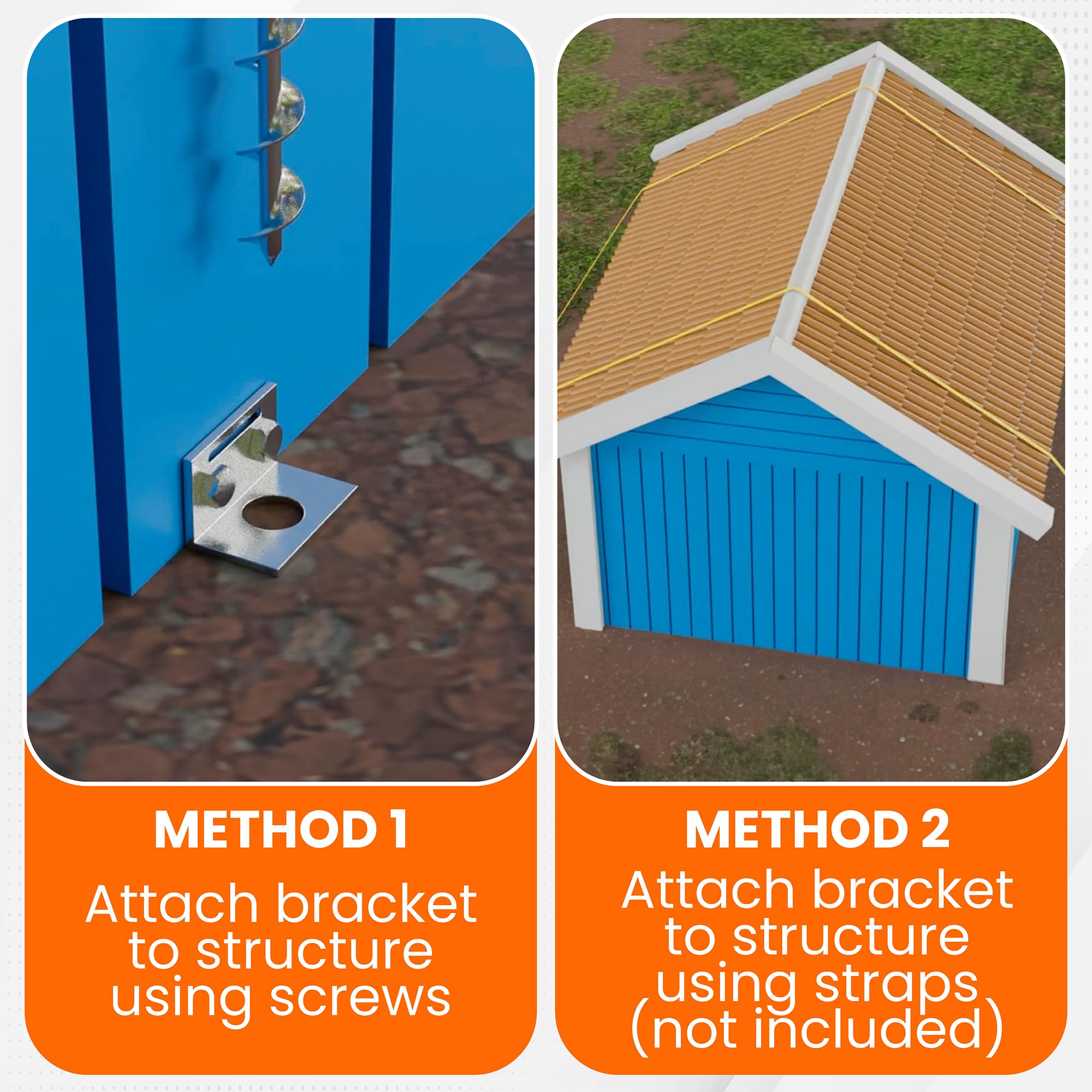 Ancoraggi a terra da avvitare, 61 cm, set di 4 con staffe e punta da trapano, ancoraggi a terra, ancoraggi per case mobili, kit di ancoraggio per capannone, set di ancoraggi per altalena in metallo,