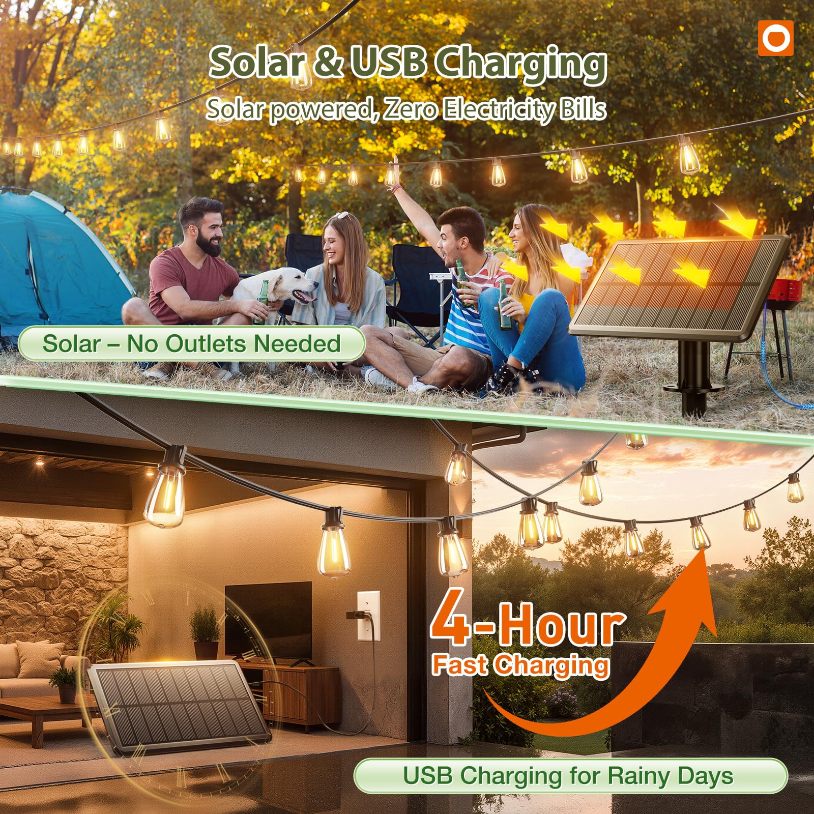 Best Solar Outdoor String Lights 2026 1 addlon 52(48+4) FT Solar String Lights Waterproof, Remote Dimmable 16+1 LED — product photo