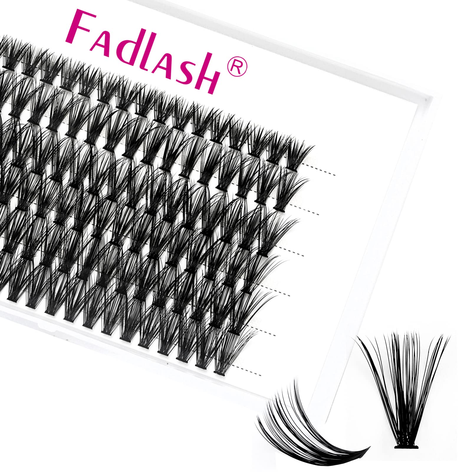 FADLASH Individual Lashes Cluster Eyelashes Extension 40 Root 0.07mm D Curl 11mm Single Length Eyelashes Individual Cluster Lashes Self-Application DIY Lashes Extensions