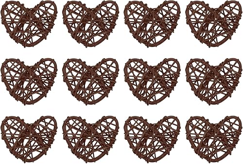 MECCANIXITY 12 piezas de jarrón de ratán en forma de corazón, relleno de ratán natural para decoración del día de San Valentín, boda, decoración del