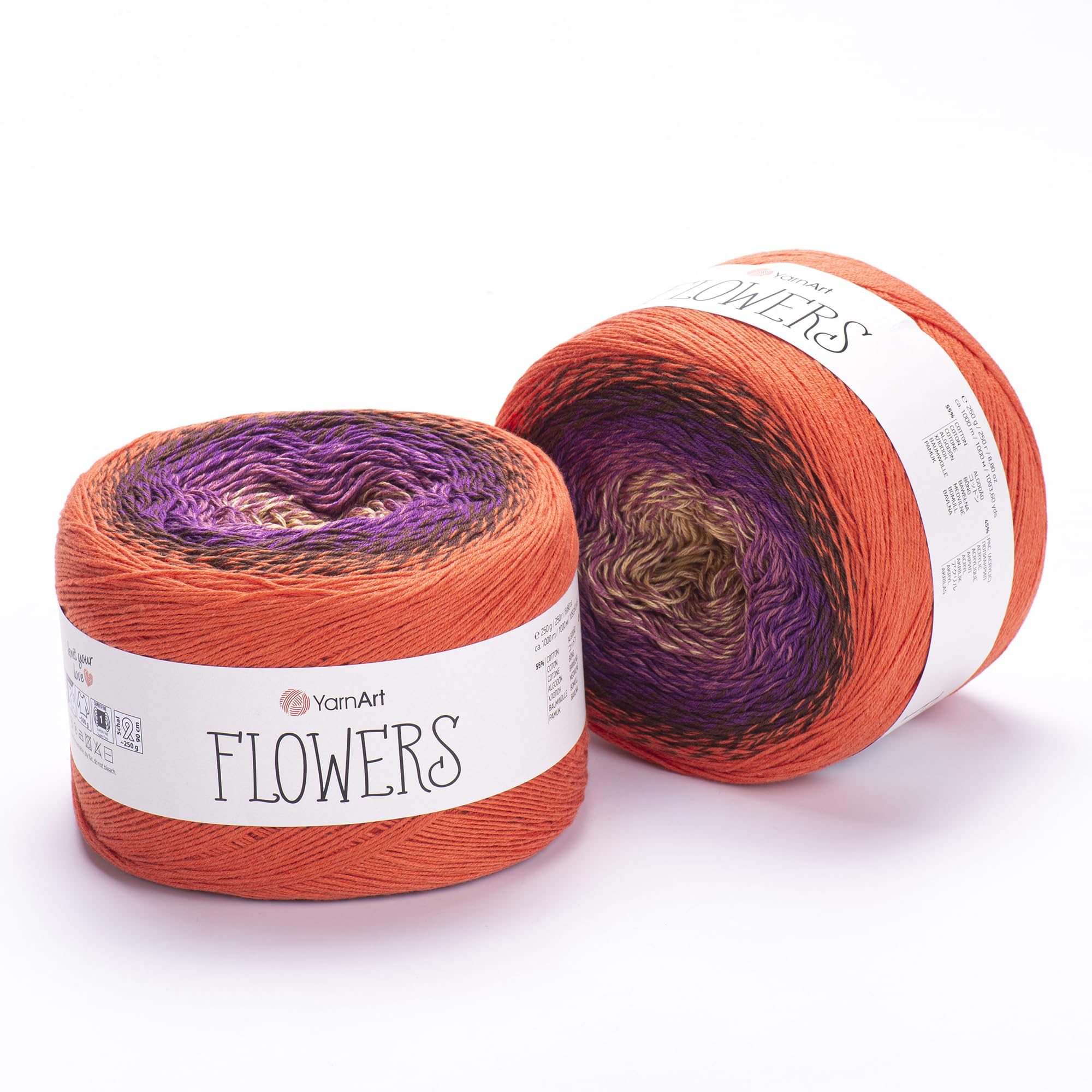 Yarn Art YarnArt Flowers Yarn 55% Cotton 45% Acrylic 250gr 1094yds Multicolor Cotton Yarn Rainbow Crochet Yarn Spring Summer - 1 Fine Sport Skein (295) โ image 1