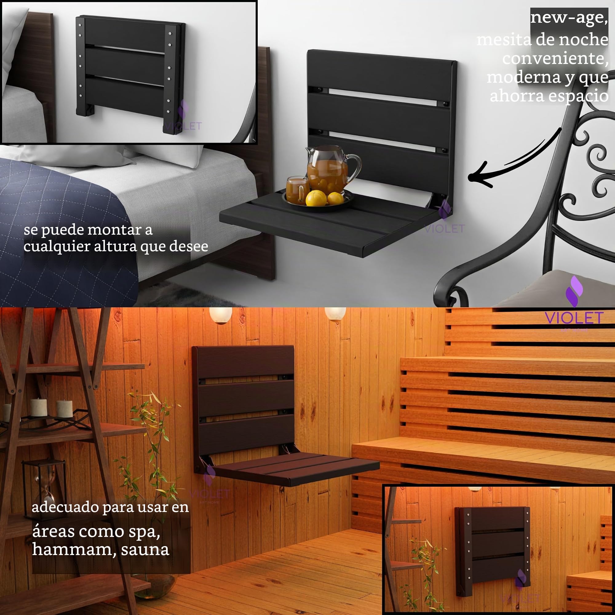 Asiento de ducha plegable de madera de teca montado en la pared, banco de baño duradero compatible con ADA, taburete de baño resistente que ahorra espacio, silla compacta plegable fácil de plegar