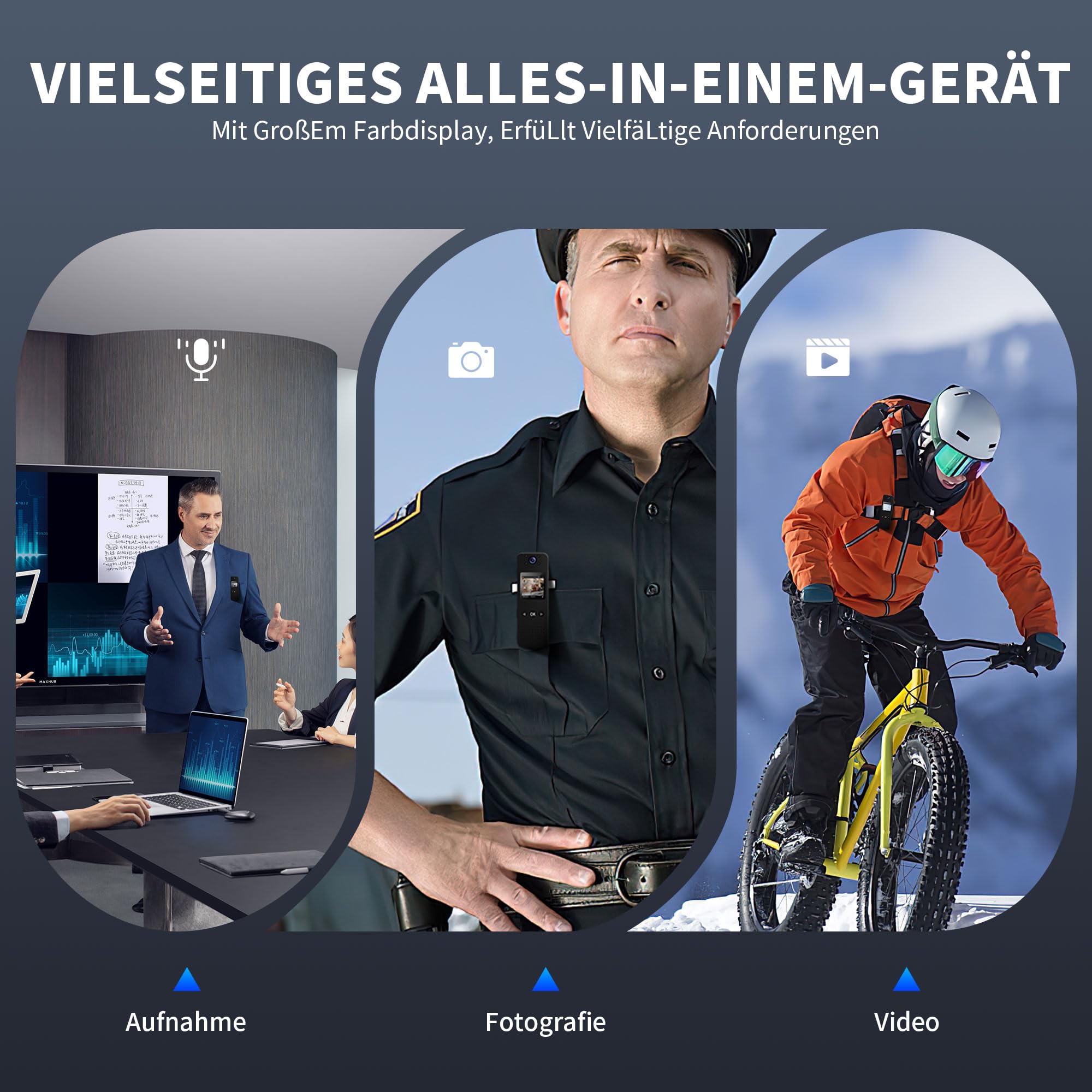 4K Bodycam Körperkamera Mini, Body Cam mit APP, Mini Body Camera Bewegungserkennung Tragbare Überwachungskamera, Kleine Kamera ohne WLAN, Mini Kamera, Videokamera für Polizei/Sport