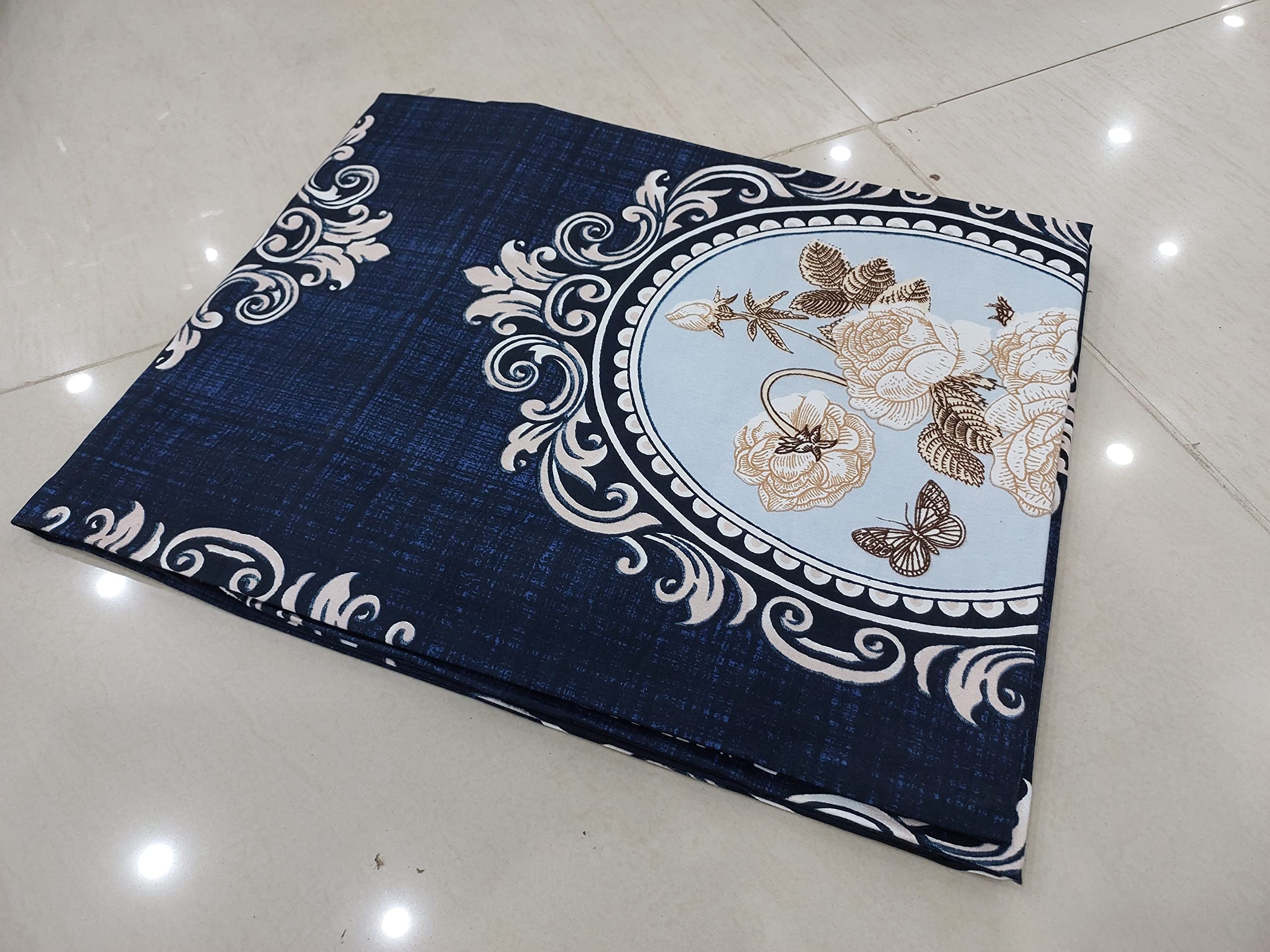 Mosho Glace Cotton Elastic Fitted Bedsheet Double Bed Queen Size with 2 Pillow Covers 72x66x8 Inch - Modern Design 2