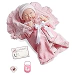 15.5 Realistic Soft Body La Newborn Doll | Asian | JC Toys - Berenguer Boutique | 8 Piece Gift Set with Bottle, Pacifier & Accessories | Pink | Ages 2+