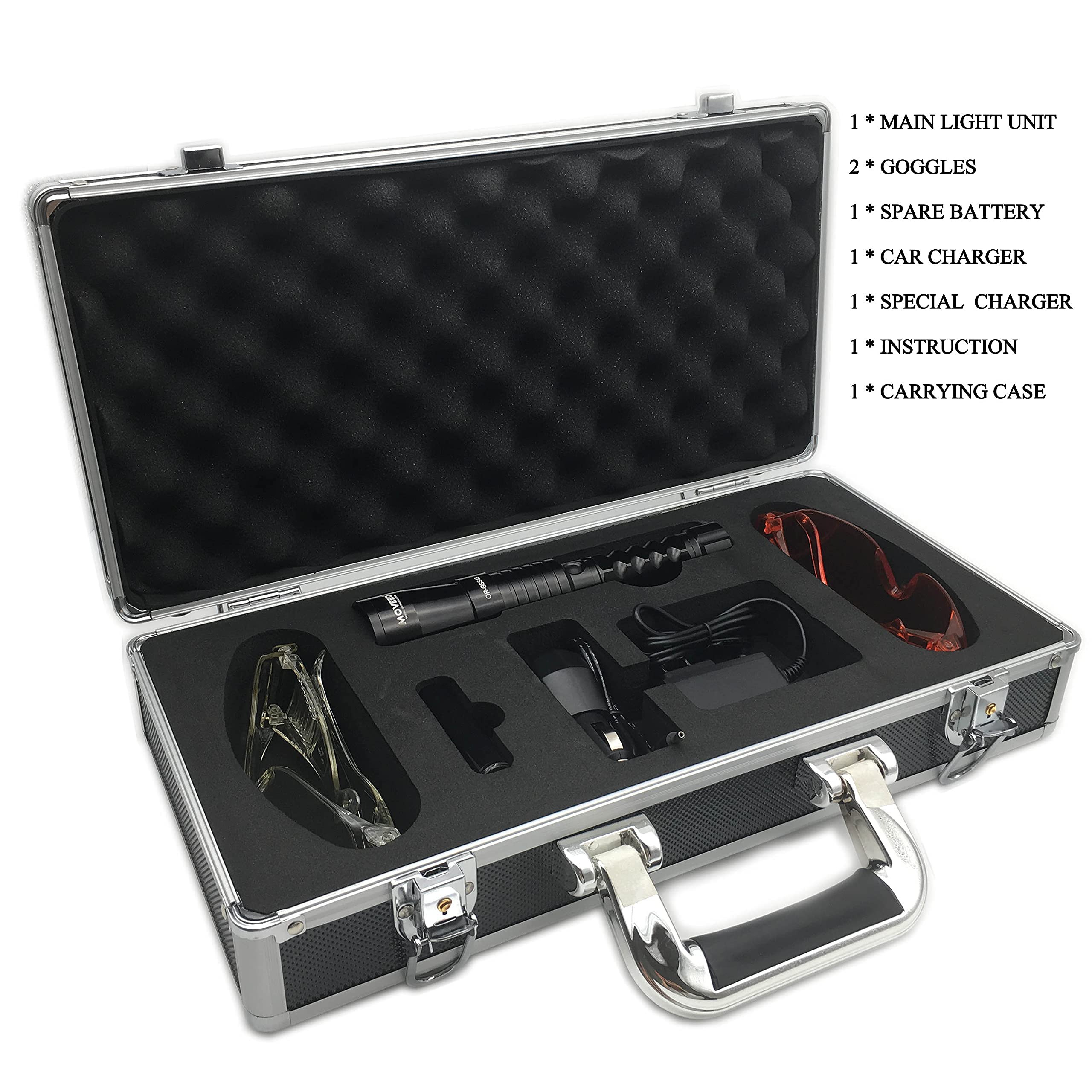 Fuente de luz LED forense 4 longitudes de onda, Investigación de la escena del crimen, Herramienta de policía, Semen UV profesional/huellas dactilares/fluidos biológicos, Linterna recargable