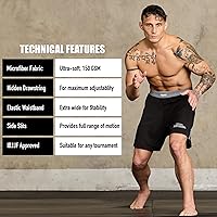 Vista 4 de Elite Sports - Shorts de combate para hombre, color negro, para combates MMA, BJJ, Jiu Jitsu
