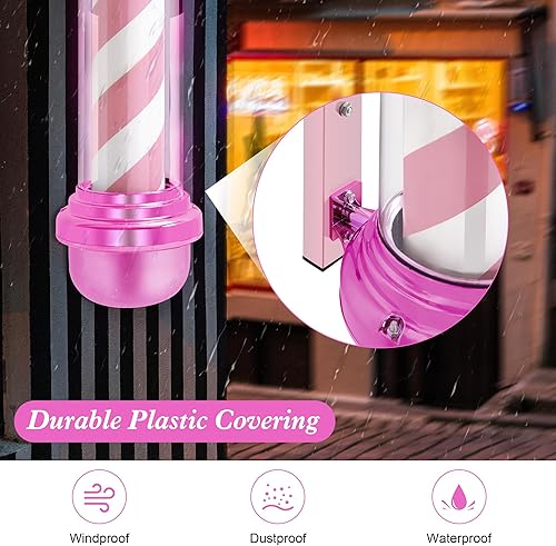 Miniatura 8 de BarberPub Barra de peluquería giratoria LED tiras luz metal peluquería signo L018 (negro y blanco)