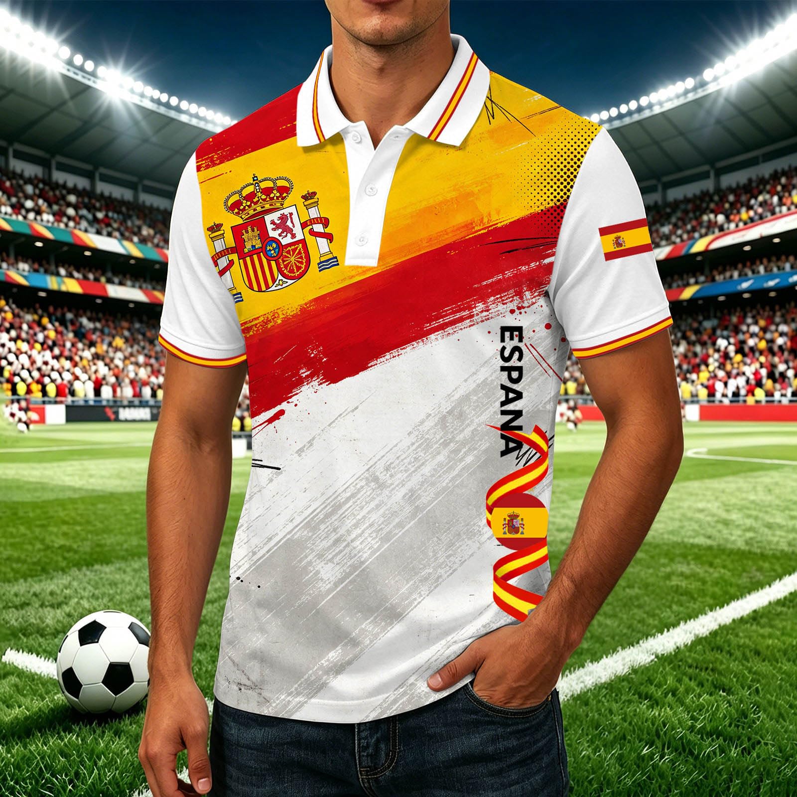 Camiseta afición española Camisetas Manga Corta Hombre España Mundial 2026 Camiseta Futbol Retro Hombre y Mujer Diseño Fan España