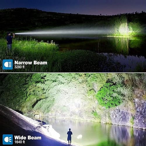 Miniatura 6 de Cinlinso Linternas LED recargables de alto lúmenes, paquete de 2, 90000 lúmenes, linterna súper brillante, 7 modos con luz de trabajo COB, IPX7