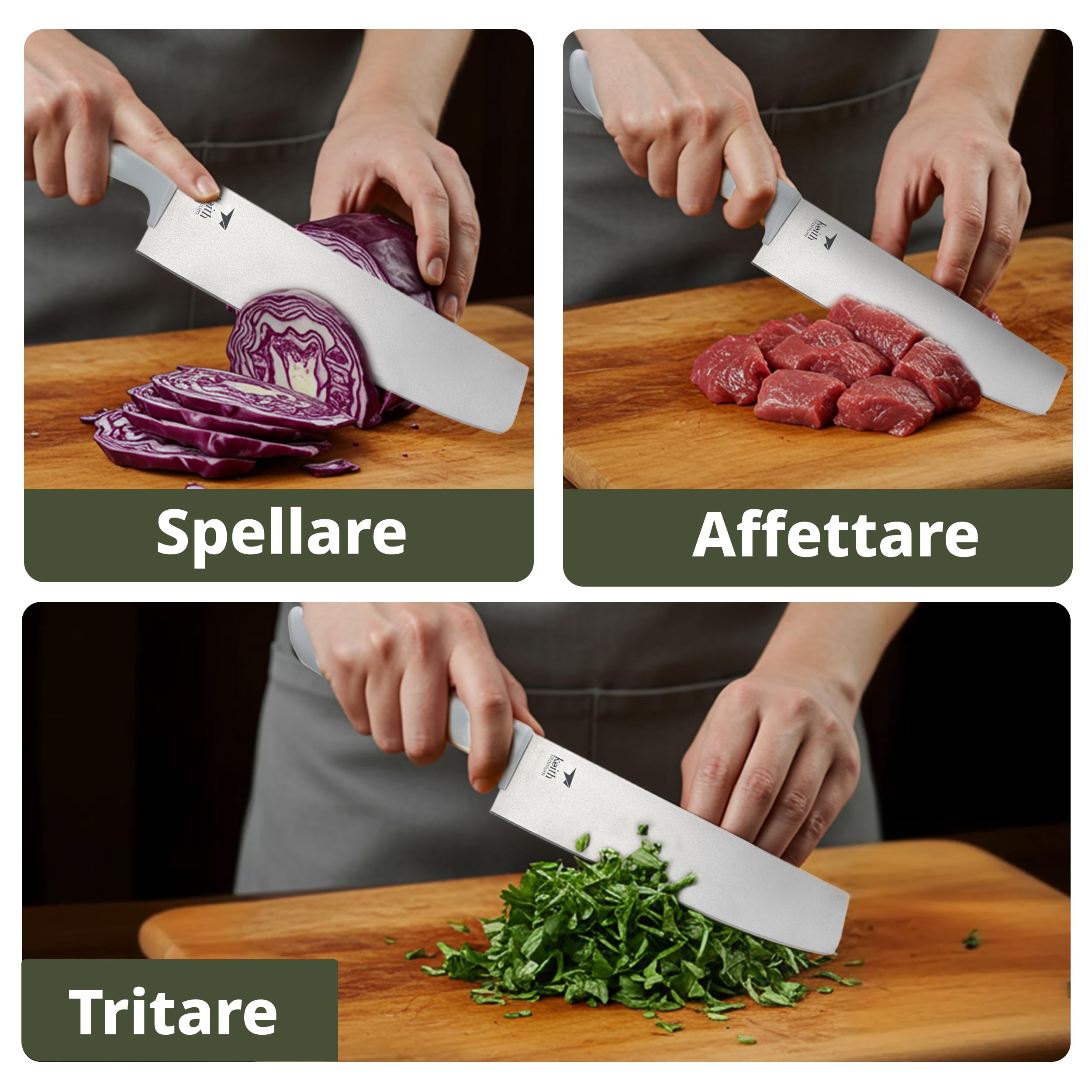 Keith Coltello da Cucina in Titanio con Fodero, Ti8743, Coltello Multiuso Portatile per Tagli Precisi di Verdure, Frutta e Carne, Ideale per Cucina, Campeggio, Trekking (31.2 x 4.4 cm)