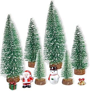 JINGYOU Mini Albero di Natale,Mini Alberi Sisal,Mini Albero di Natale Artificiale,Spazzola per Bottiglia Mini Snow Frost Alberi,Piccolo Albero di Natale per Decorazione Tavolo di Festa di Natale