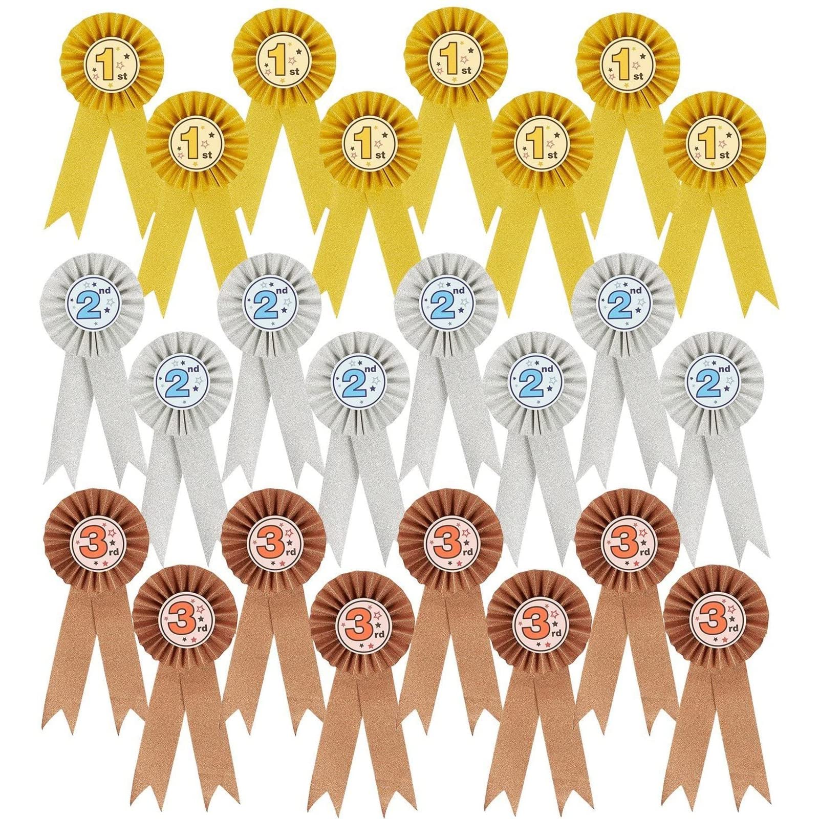 Buy 24Pack Award Ribbons, 1st, 2nd, and 3rd Place Re Awards, Rosette
