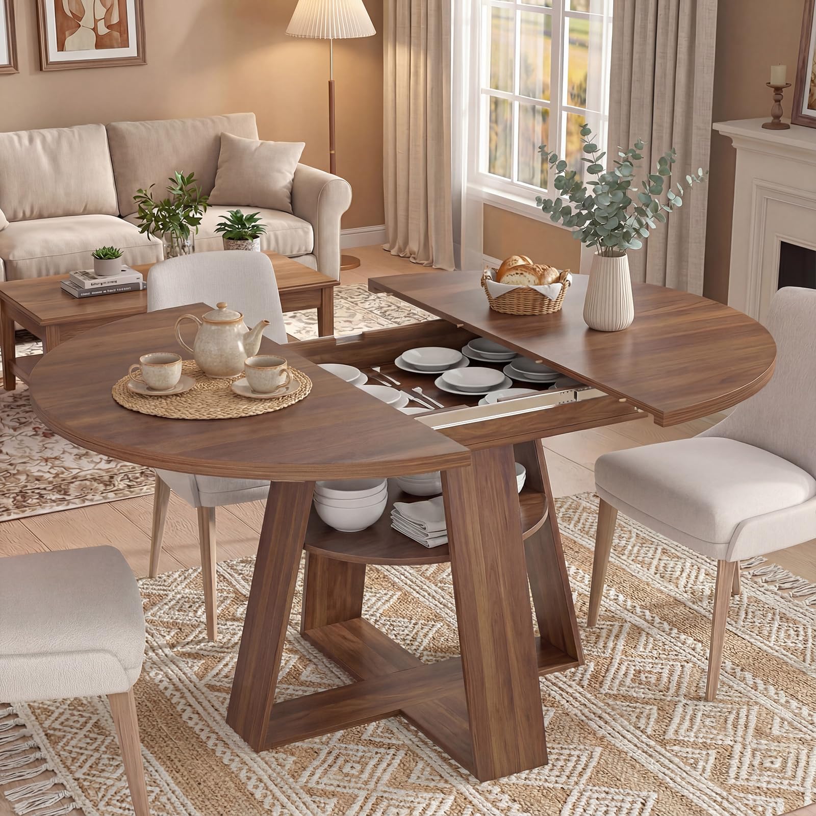 Tavolo da pranzo allungabile, 100/140 x 100 x 75 cm (larghezza x profondità x altezza), tavolo da cucina salvaspazio, tavolo da pranzo in legno, tavolo da giardino allungabile per cucina e