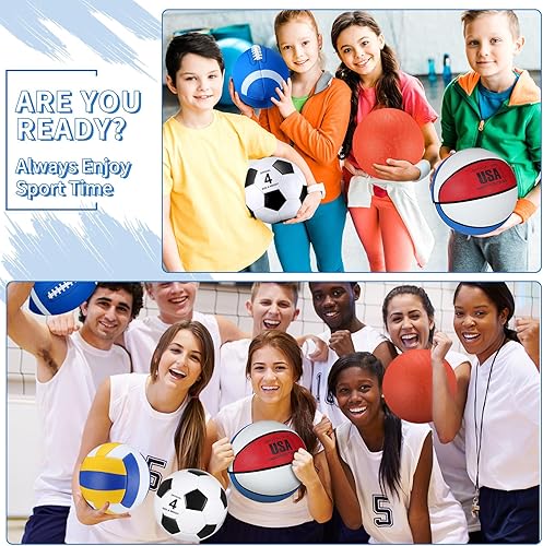 Miniatura 7 de Juego de 18 pelotas deportivas para niños y adolescentes, tamaño oficial, baloncesto, fútbol, voleibol, fútbol, parque infantil, béisbol, equipo