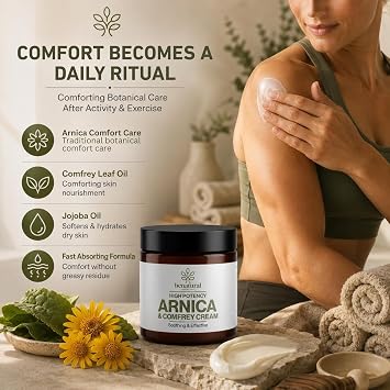 All Natural Arnica & Comfrey Cream 100g | Botanical Cream for Skin Comfort After Activity | With Jojoba Oil & Vitamin E | pH Balanced | Made in the UK