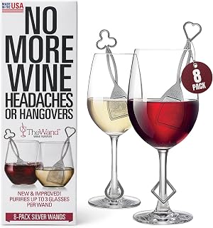 PureWine The Wand Wine Purifier, Removes Histamines & Sulfites - 8 Wands | Wine Wand Filters Before You Drink; Remove Sulfites & Histamines; Helps Wine Allergies & Headaches. Purifies 3 glasses/wand