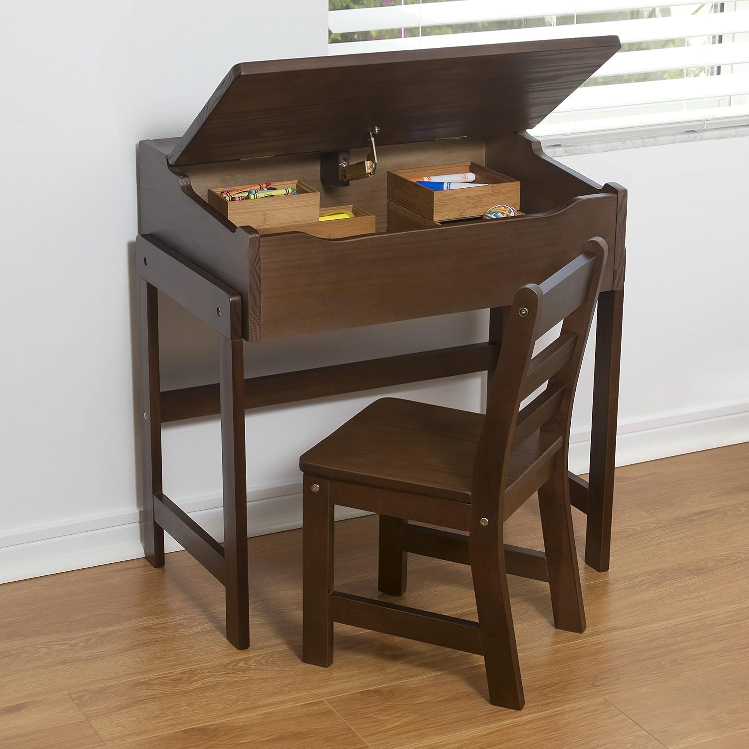 Amazing 🔥 Lipper International Child's Slanted Top Desk & Chair, Walnut Finish Buy 1 get 1 Lipper International Child's Slanted Top Desk & Chair, Walnut Finish