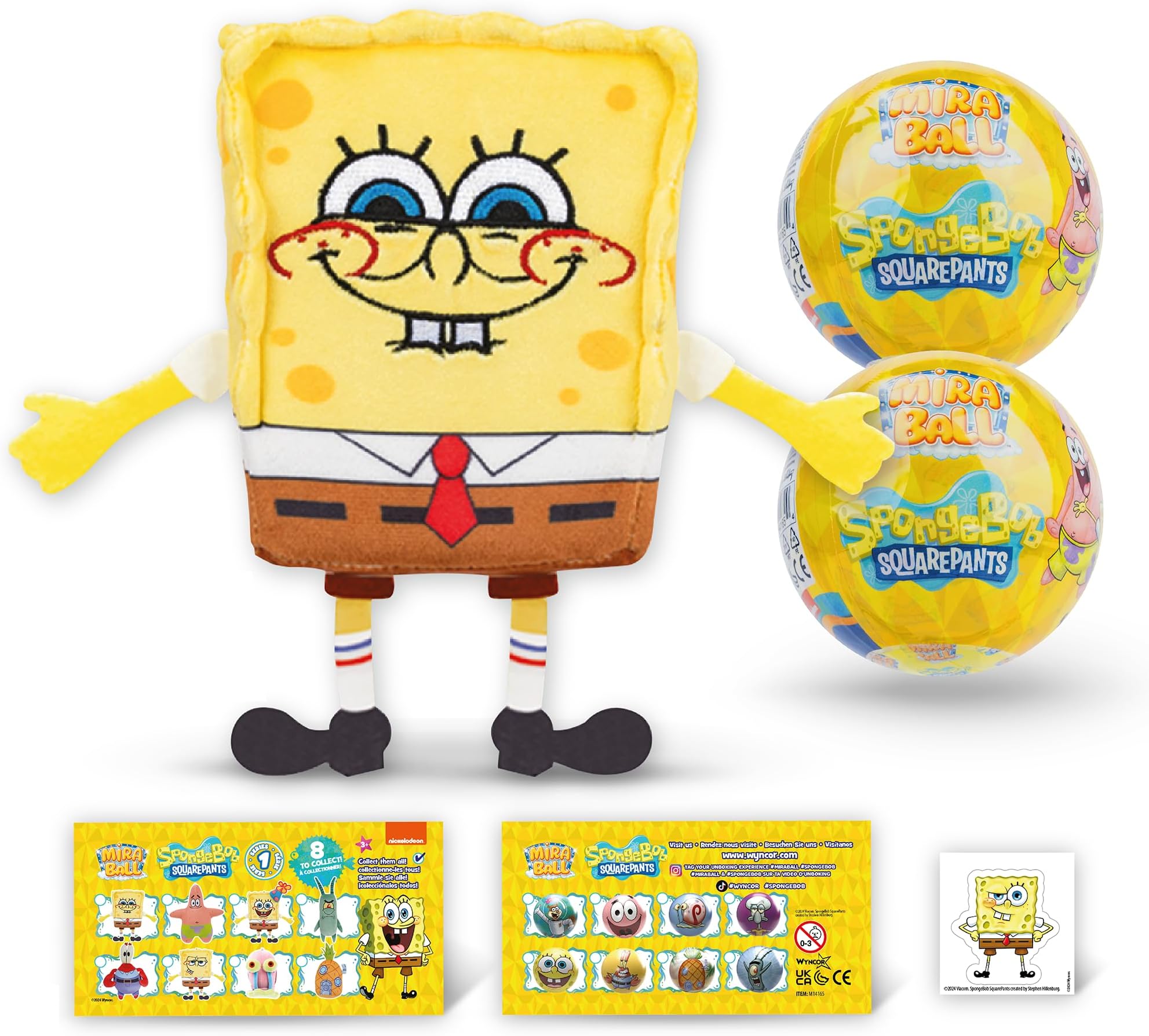 Spongebob Plush Mystery Ball with Stickers & Fidget Toys - Plushies Blind Box Cute Figures, Stuffed Animal Collectible Toys, Gifts, Prizes for Kids, Ages 3+ (2-Pack)