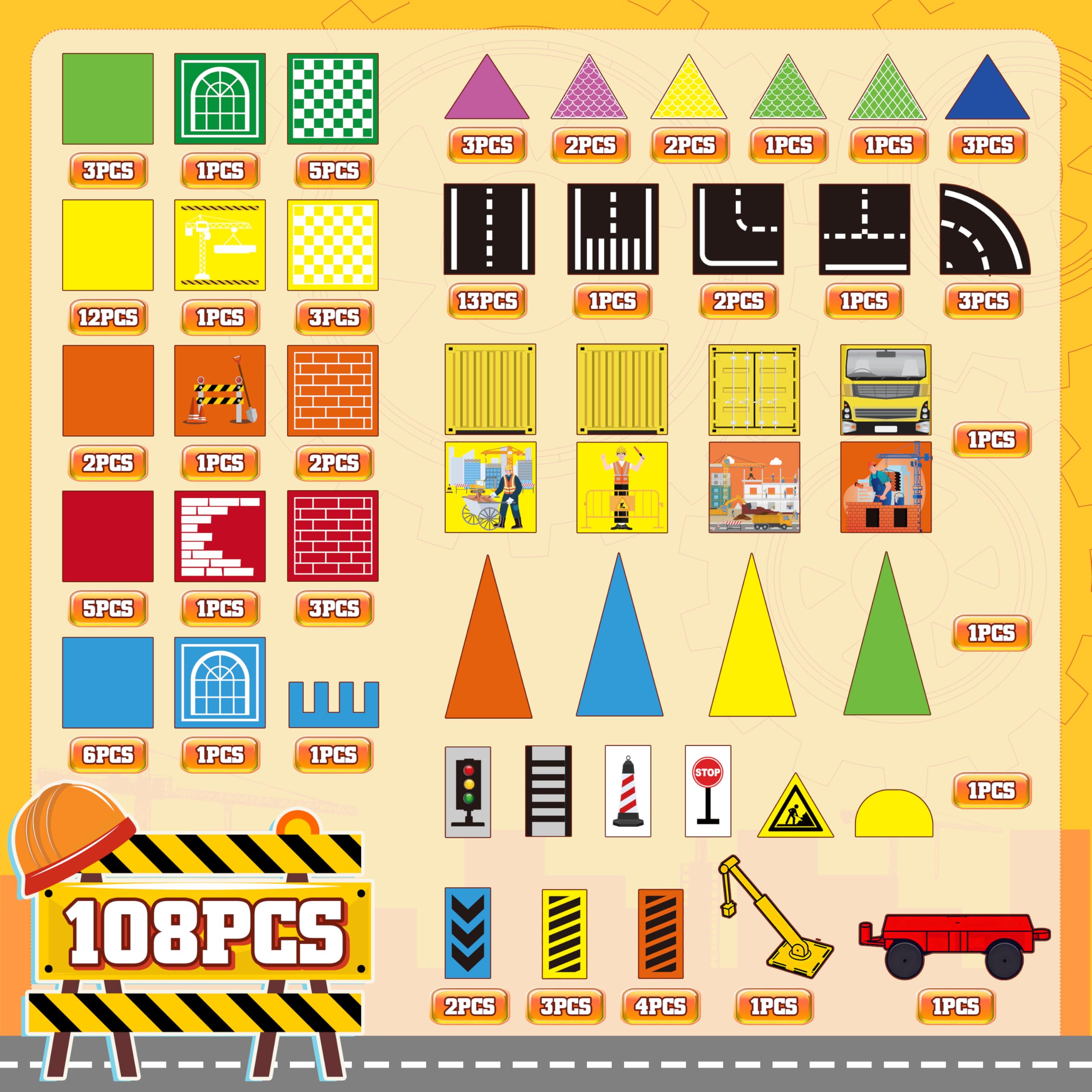 YOOHBERRYS Costruzioni Magnetiche Strada, Costruzioni Magnetiche per Bambini 100 pezzi con Gru e Building, Tessere Magnetiche Blocchi Magnetici Giocattoli Tiles Magnetic 3 4 5 6 anni