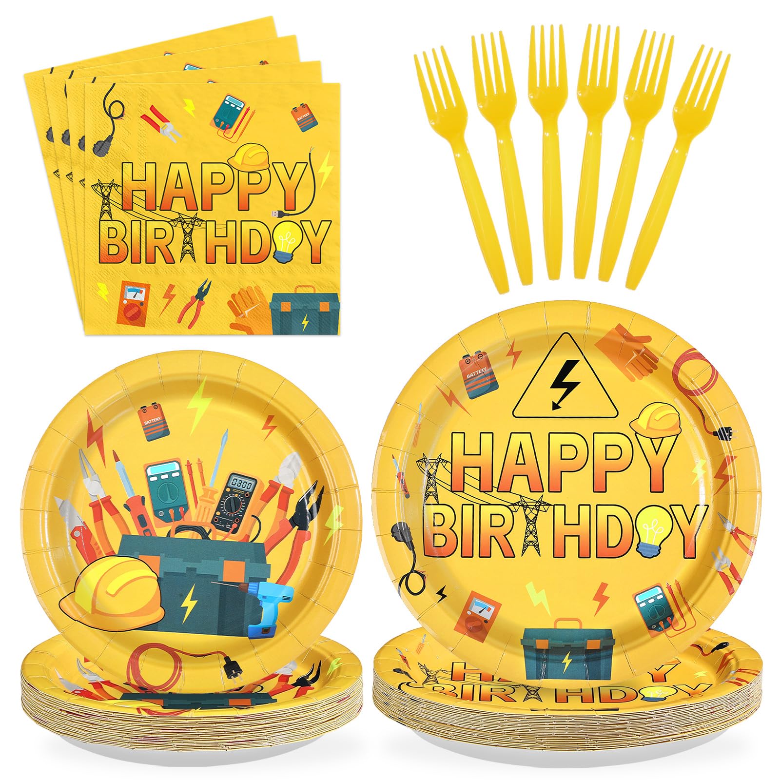 96Pcs Electrician Lineman Birthday Party Decorations, Serves 24