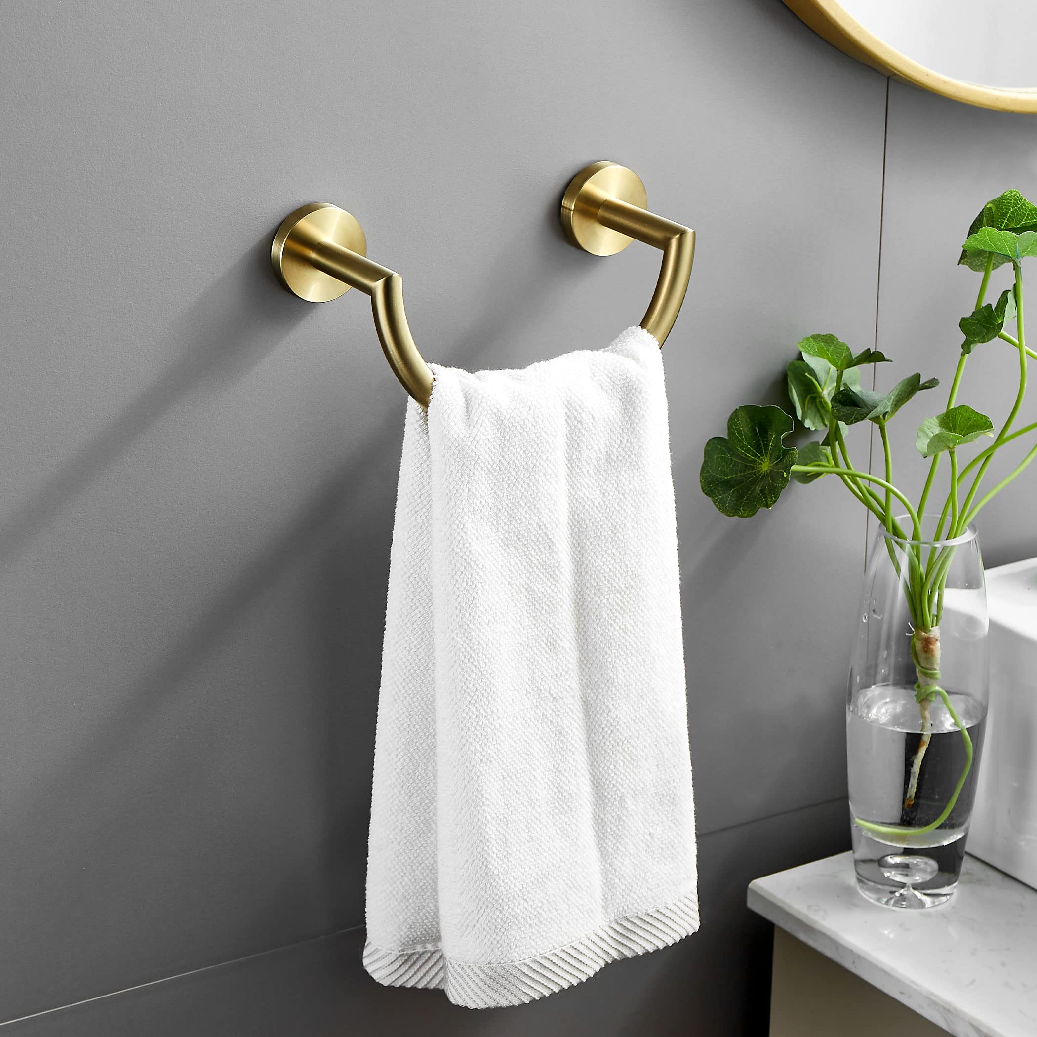 BigBig Home Gold Towel Holder, Bathroom Towel Ring Stainless Steel Brushed Gold Hand Towel Racks Wall Mounted Be2 Be2 - View #3